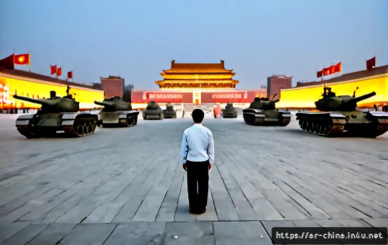 중국 1989년 톈안먼 사건 - Photorealistic historical documentary-style reconstruction of Beijing’s vast central square in 1989 ...