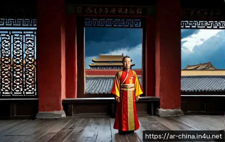 중국 청나라 멸망 원인 - Photorealistic late Qing dynasty imperial court in crisis, an aging Chinese official in richly detai...